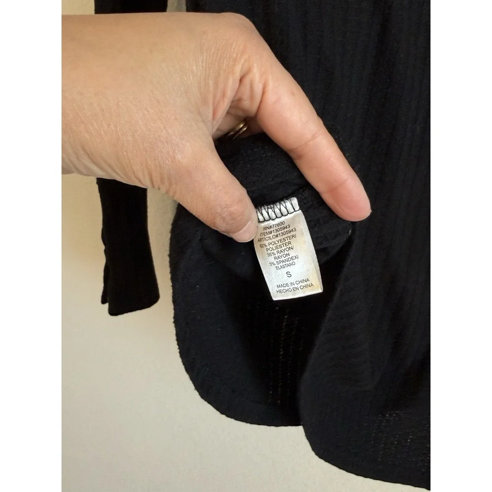 Chaser Thermal Waffle Knit Long Sleeve Henley Top Women's Small Black‎ Cozycore